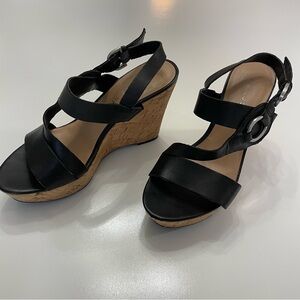 Franco Sarto Black Wedge Sandals, size 7.5 (see note)